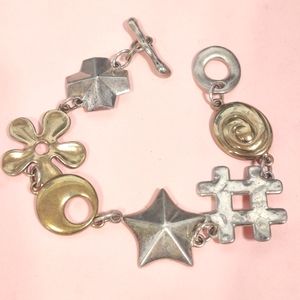 RLM studio Modernist sterling silver brass Star Flower Links Toggle bracelet